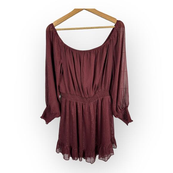 Charles Henry Womens size XL Metallic Off the Shoulder Long Sleeve Mini Dress - Picture 6 of 15